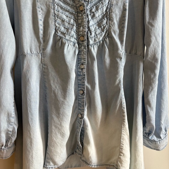 Vintage America Blues Womens Sz Small Boho Lyocell Tunic ruffle button down - Picture 4 of 10